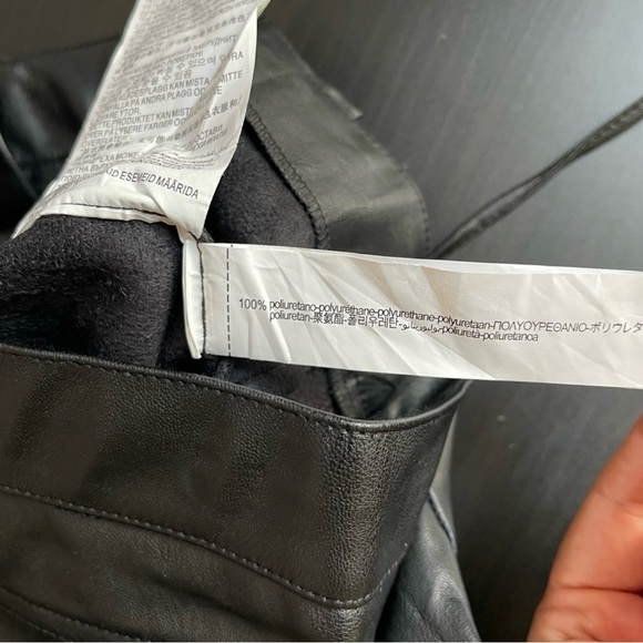 ZARA Trafaluc vegan leather leggings size XS, mid-raise, lace up front Gothic - Picture 10 of 10